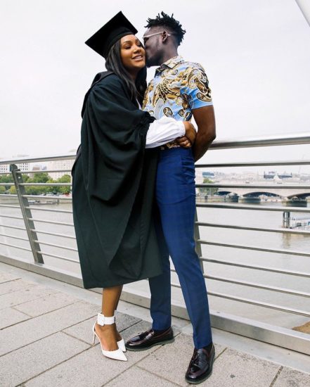 Mr Eazi Shared A Passionate Kiss With Temi Otedola On Her Graduation Day | Photo