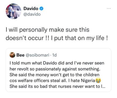 Davido promises to guarantee his N250m gift isn't redirected by Orphanages