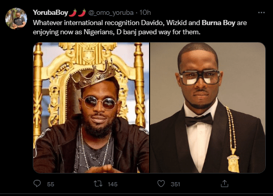 'D'Banj Paved The Way For The International Recognition Davido, Wizkid And Burna Boy Are Enjoying Now'-Fan Asserts